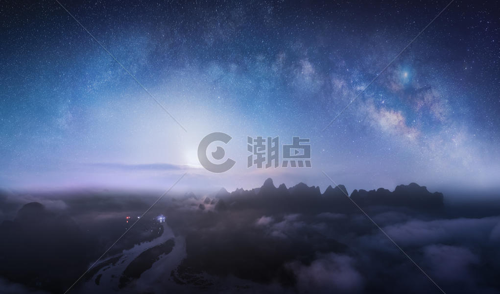 桂林山水星空月出图片素材免费下载