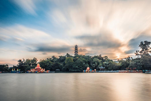 惠州泗州塔傍晚景色图片素材免费下载