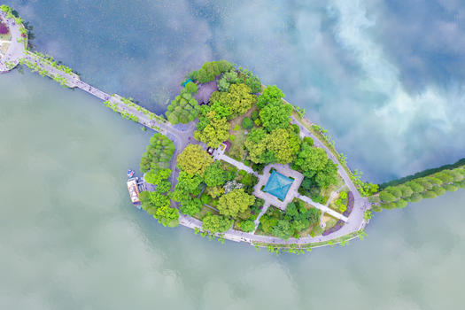 俯瞰武汉湖心亭湖上的岛屿图片素材免费下载