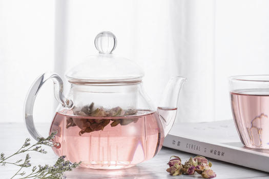 玫瑰花茶与茶壶图片素材免费下载