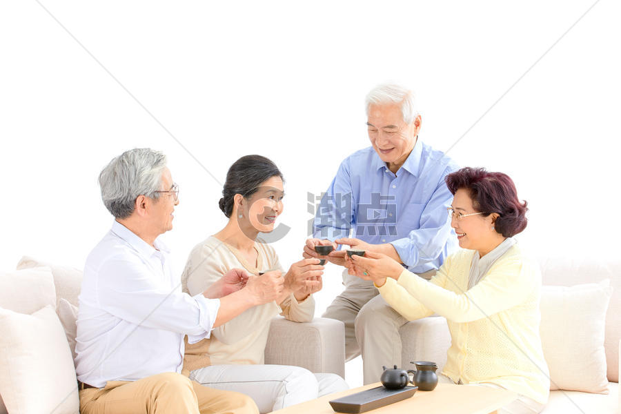 老年人一起喝茶聊天图片素材免费下载