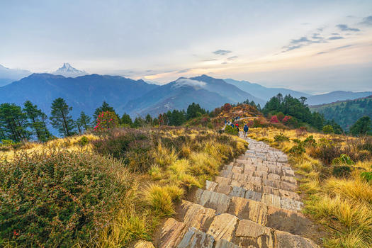 尼泊尔徒步道路图片素材免费下载