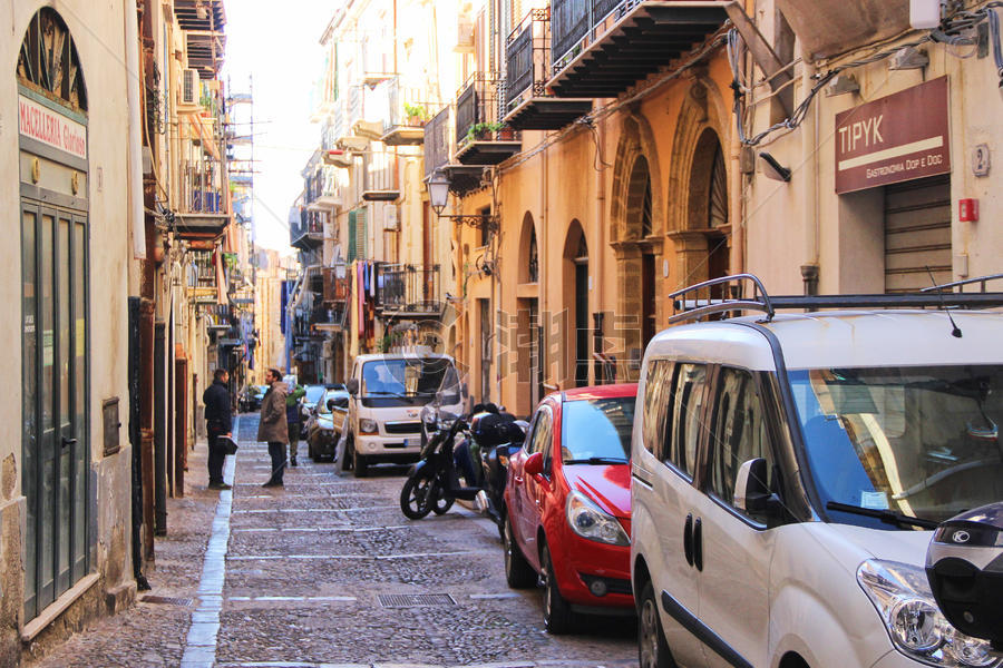 意大利西西里岛切法卢街道图片素材免费下载