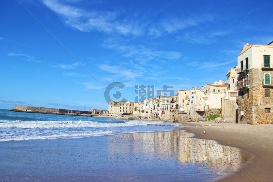 意大利西西里岛切法卢海滩图片素材免费下载