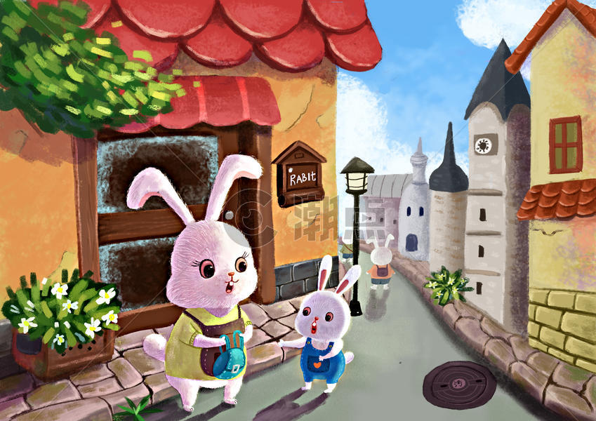 神奇的动物之童话风兔子小镇图片素材免费下载