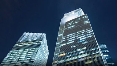 1080P夜景俯拍摩天大楼灯光高清视频视频的预览图