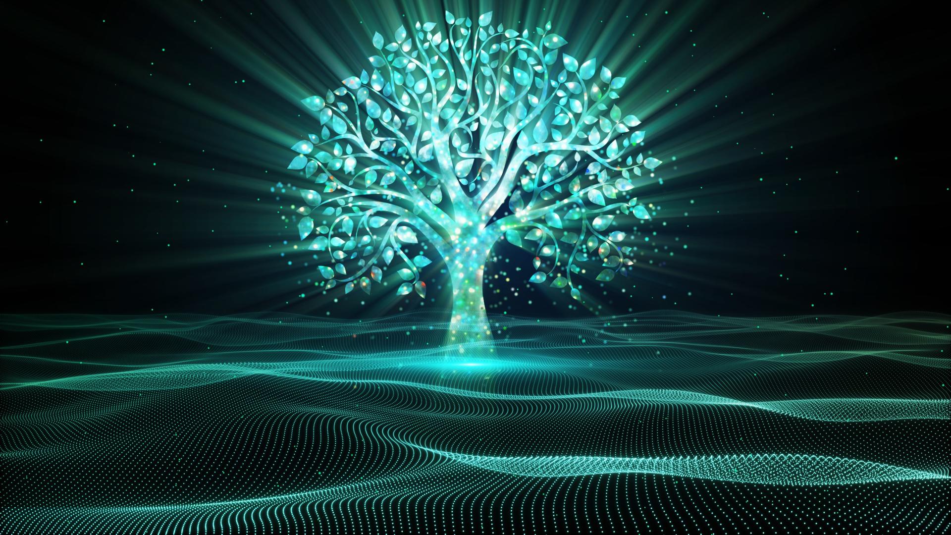4k唯美意境粒子树视频的预览图