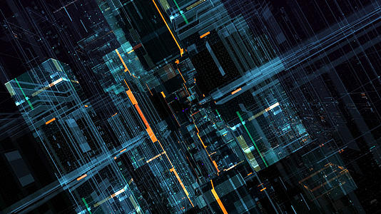 4K赛博朋克城市矩阵穿梭背景视频的预览图