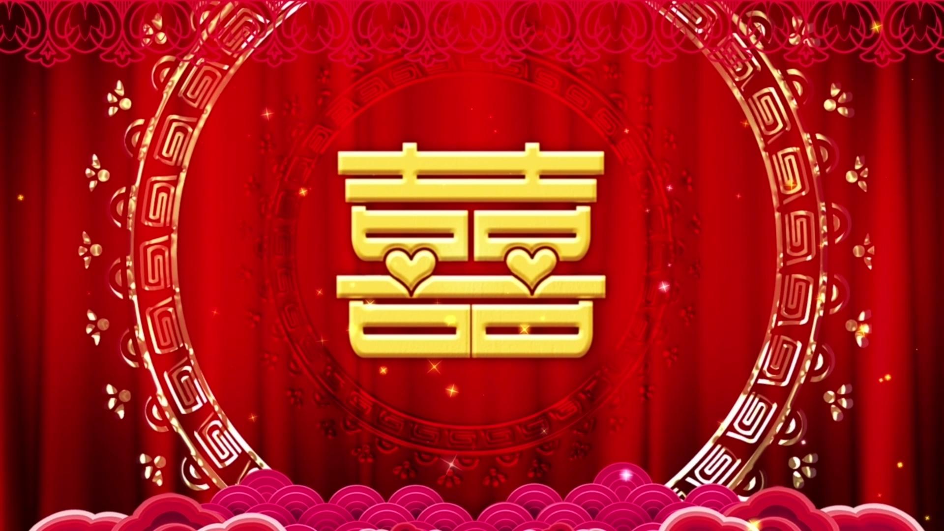 中式中国风婚礼喜庆舞台背景视频的预览图