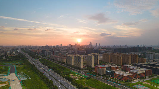 8k延时航拍南京城市落日视频的预览图