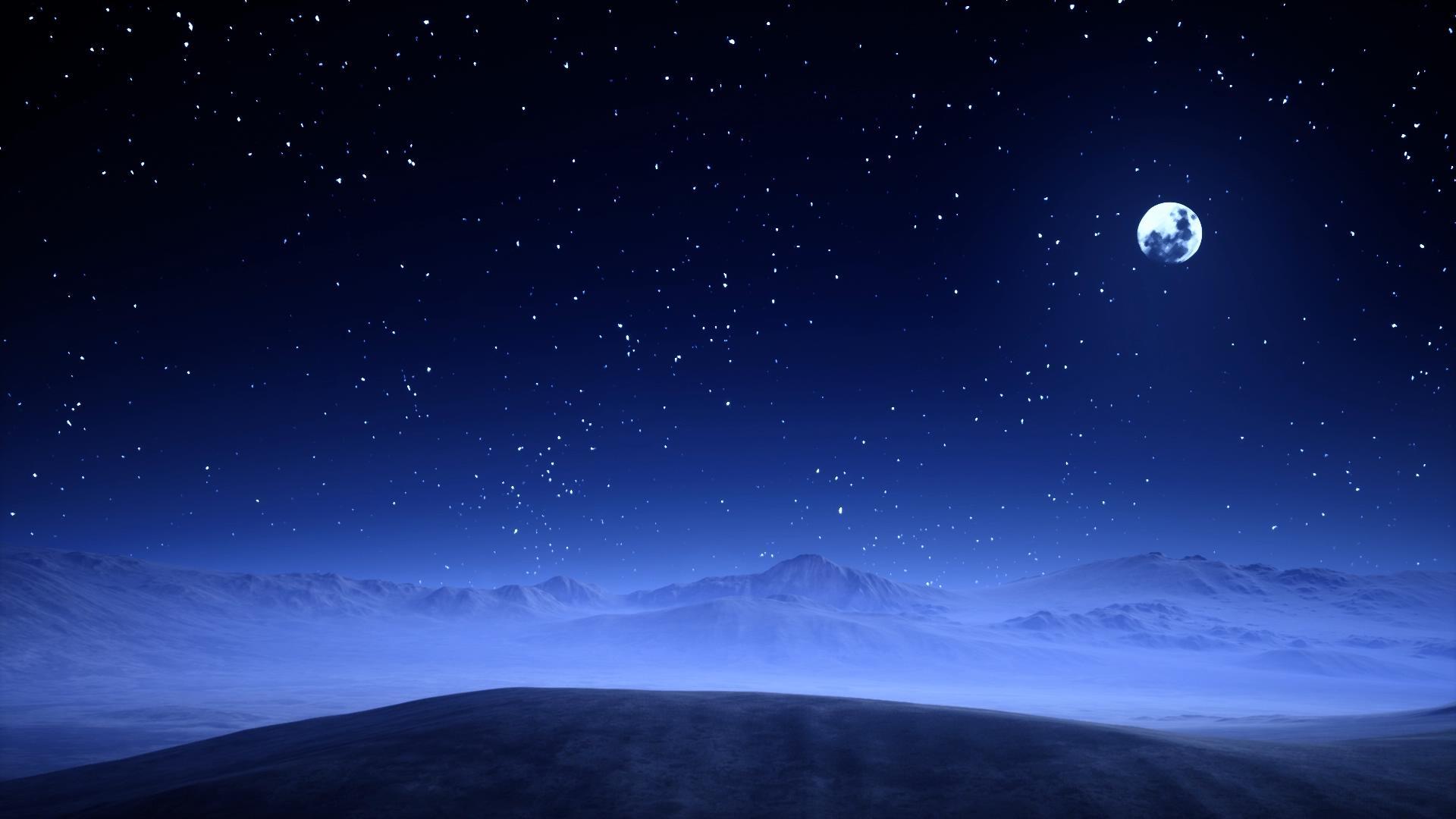 月光下夜空雪地背景视频的预览图