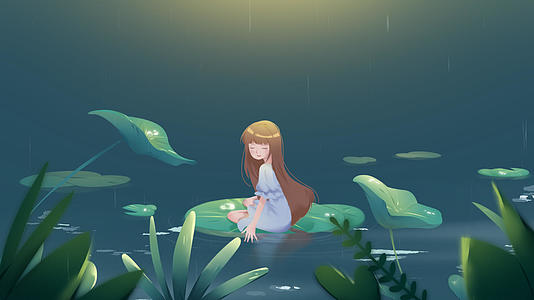夏季池塘雨天背景视频的预览图