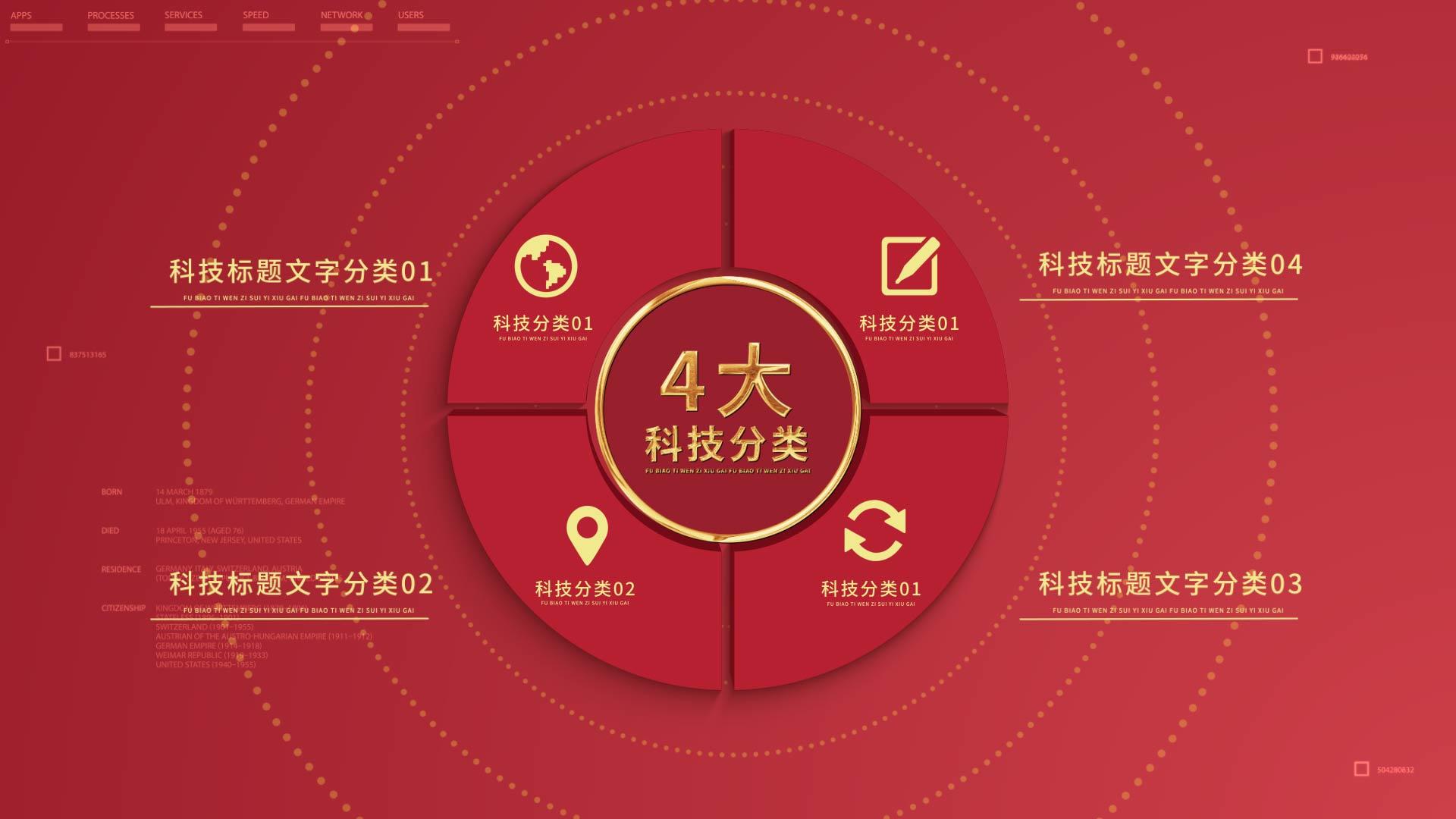 红科技企业结构分类AE模板视频的预览图