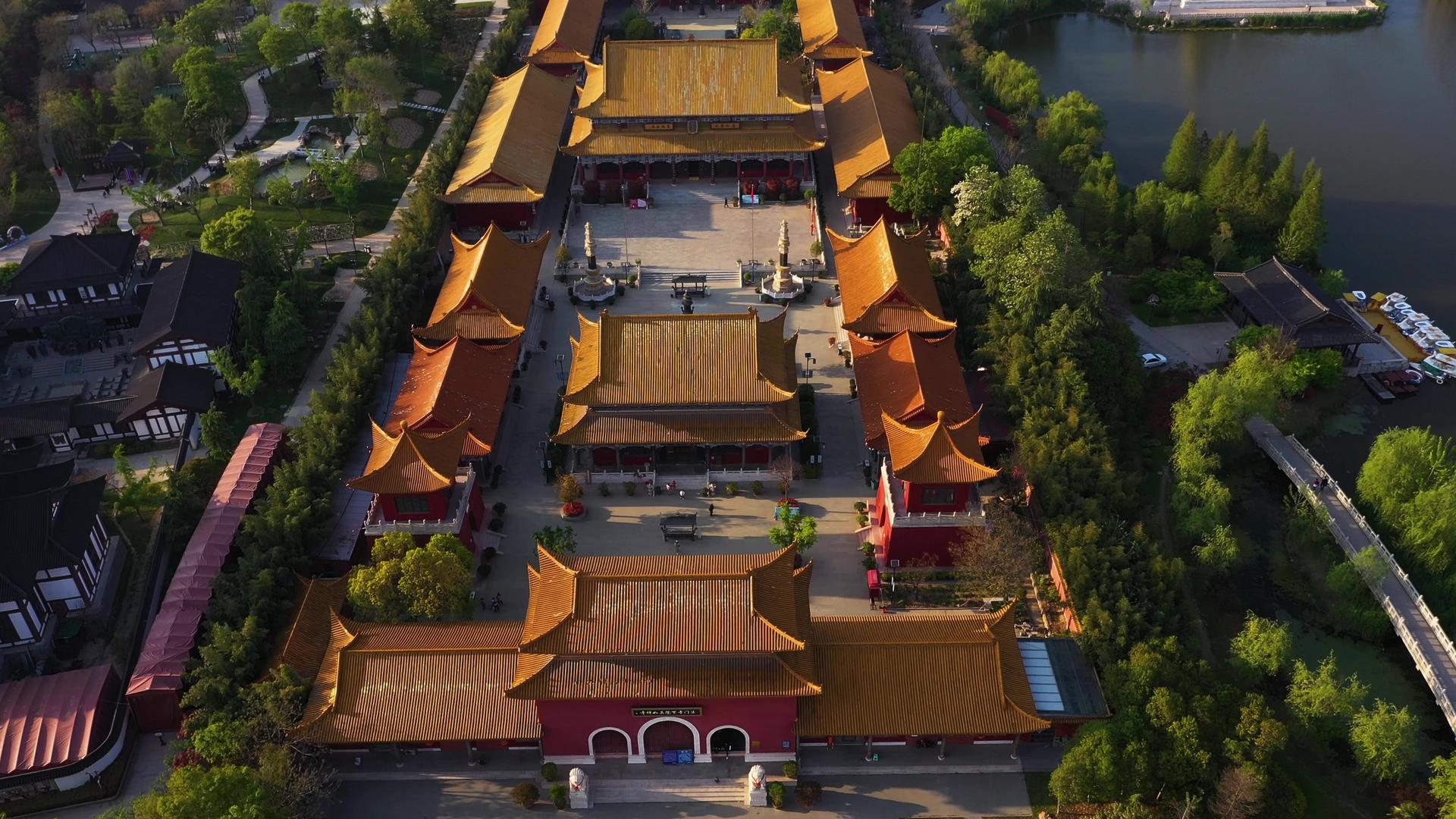 航拍4A项羽故里景区真如禅寺景点视频视频的预览图