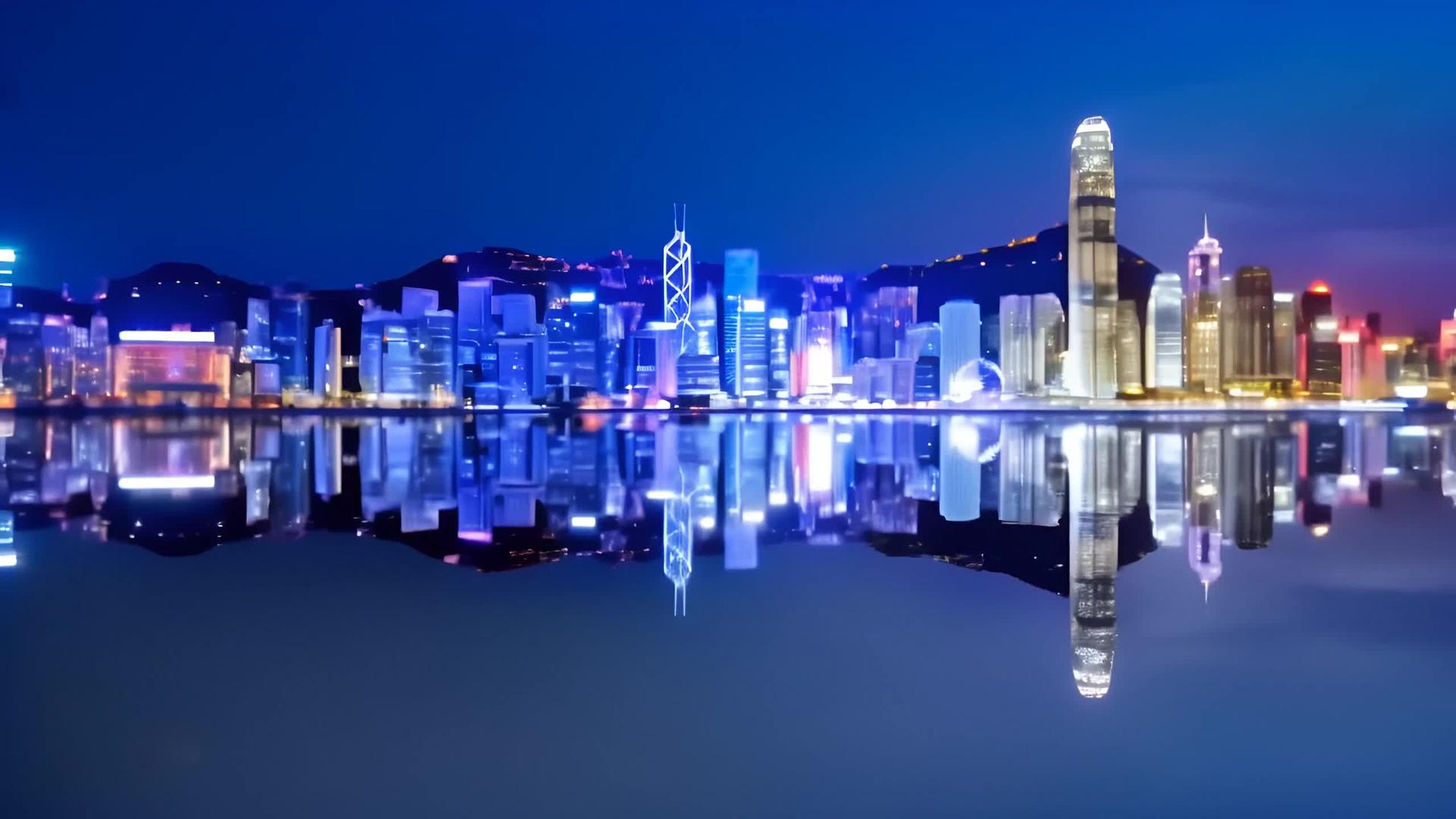 香港夜幕降临视频的预览图