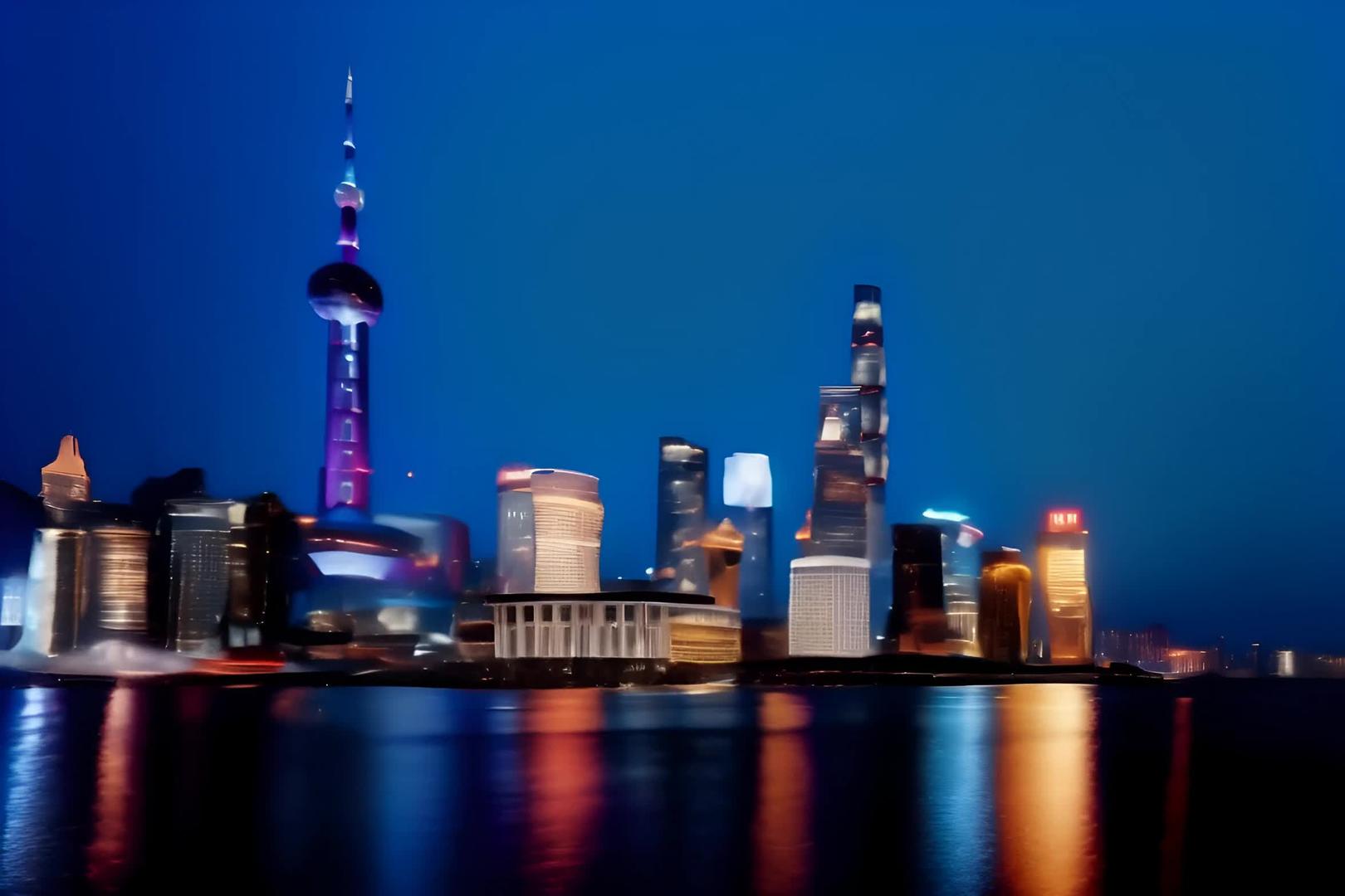 黄浦江上海外滩东方明珠夜景视频的预览图