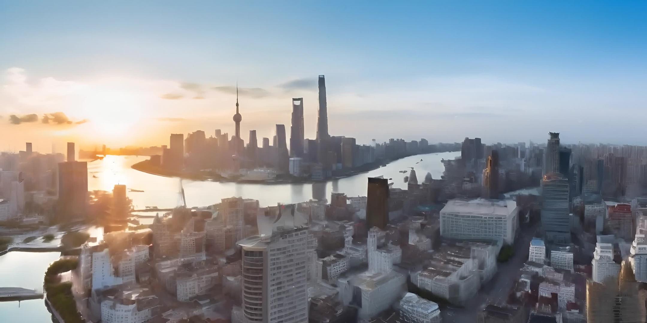 陆家嘴日出上海黄浦江外滩视频的预览图