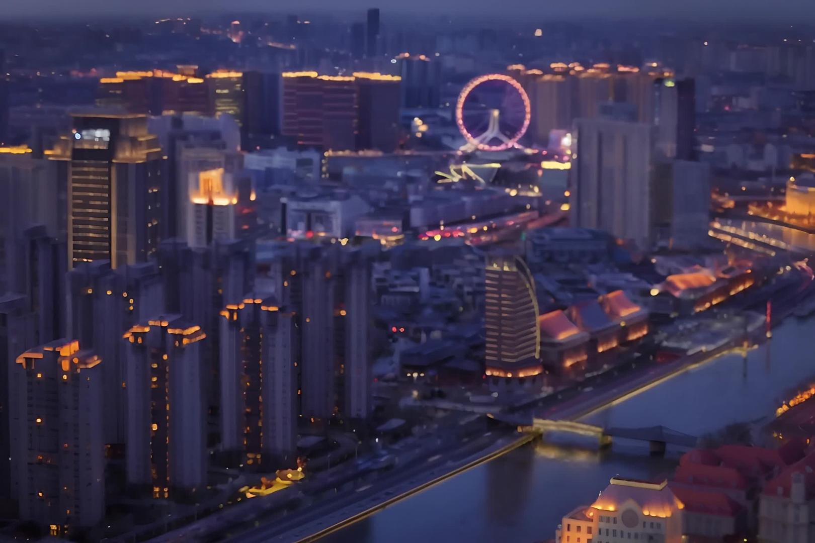 夜晚的城市摩天轮视频的预览图
