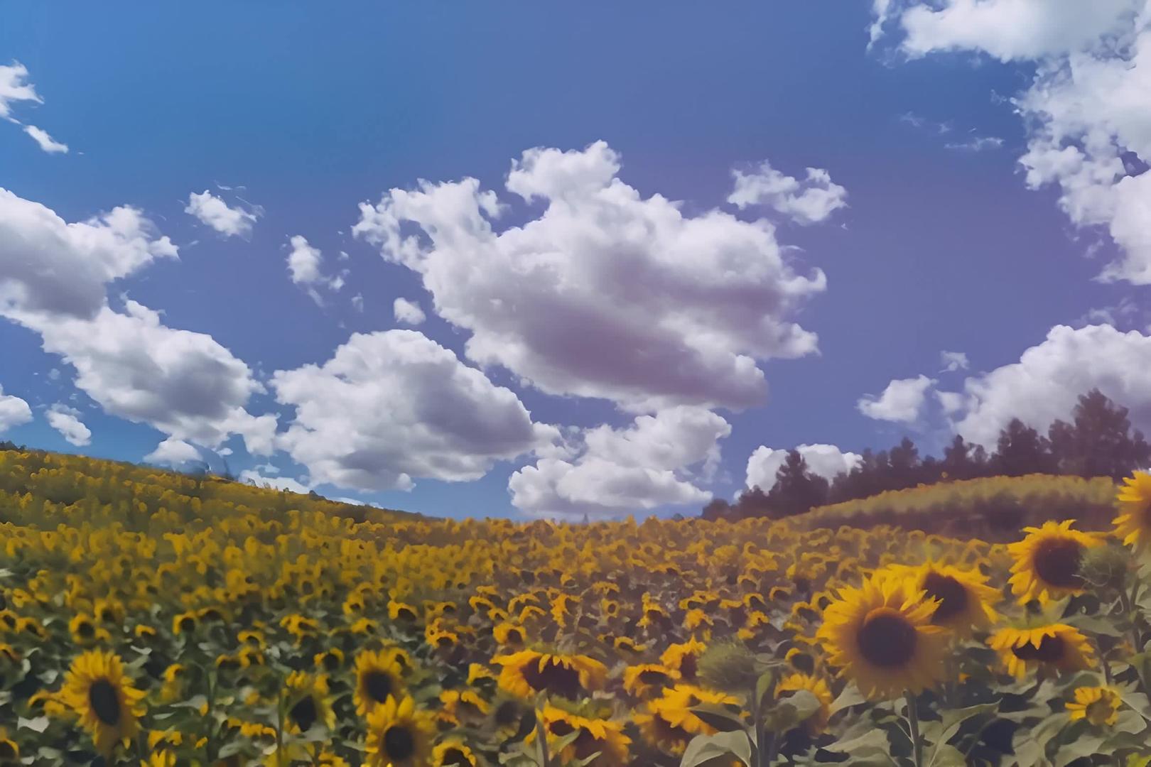 向日葵在蓝天白云下视频的预览图