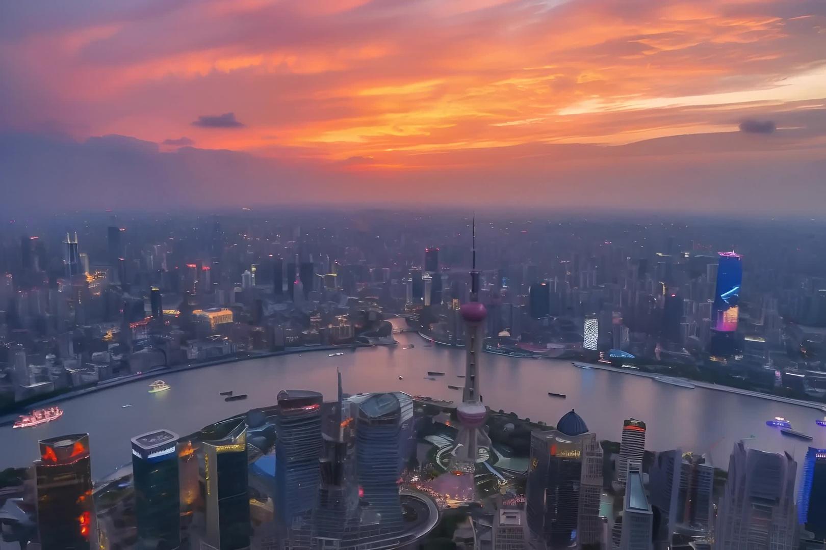 上海环球观光厅可以看到上海的天际线视频的预览图