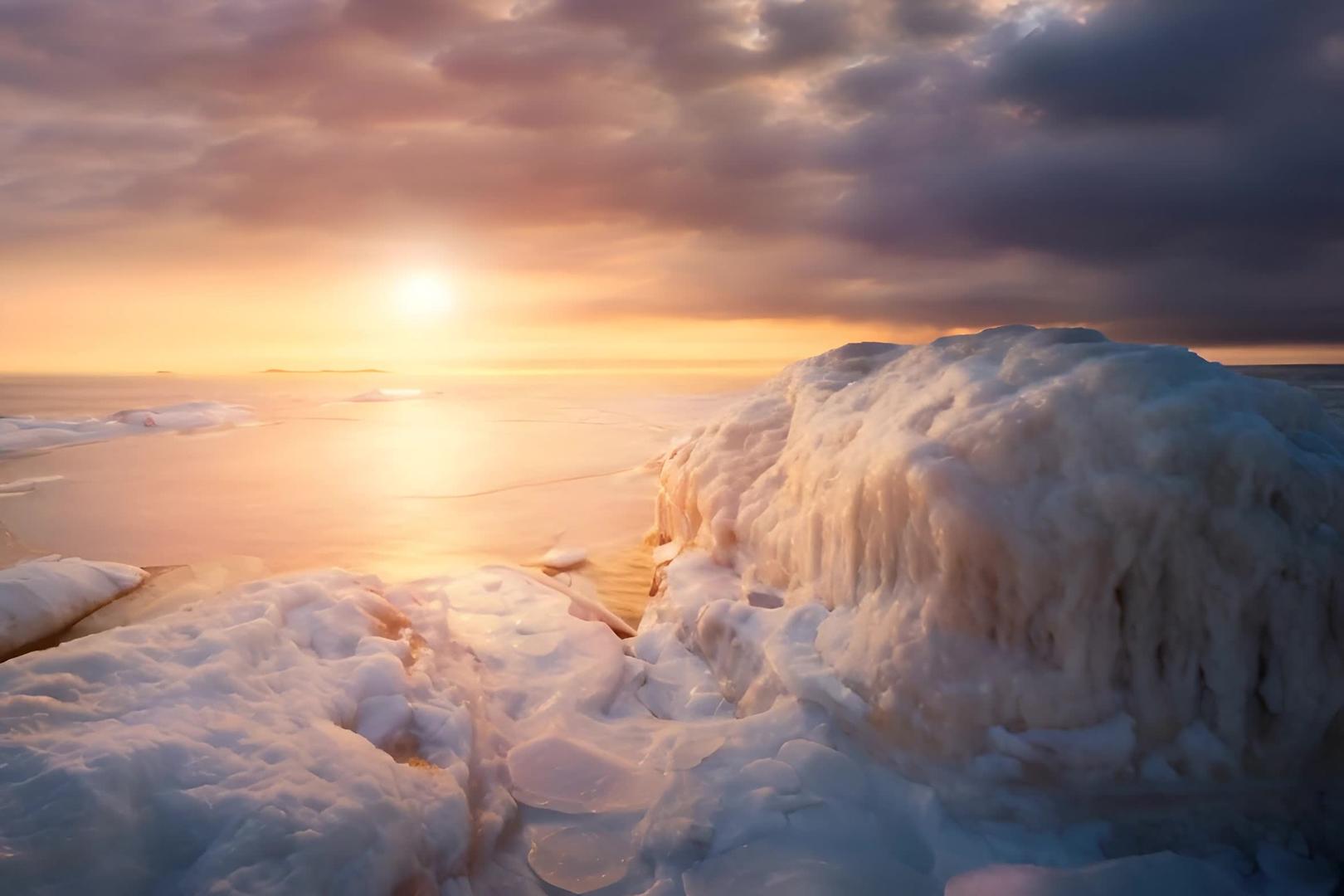 冬季冰雪融化震撼美景视频的预览图