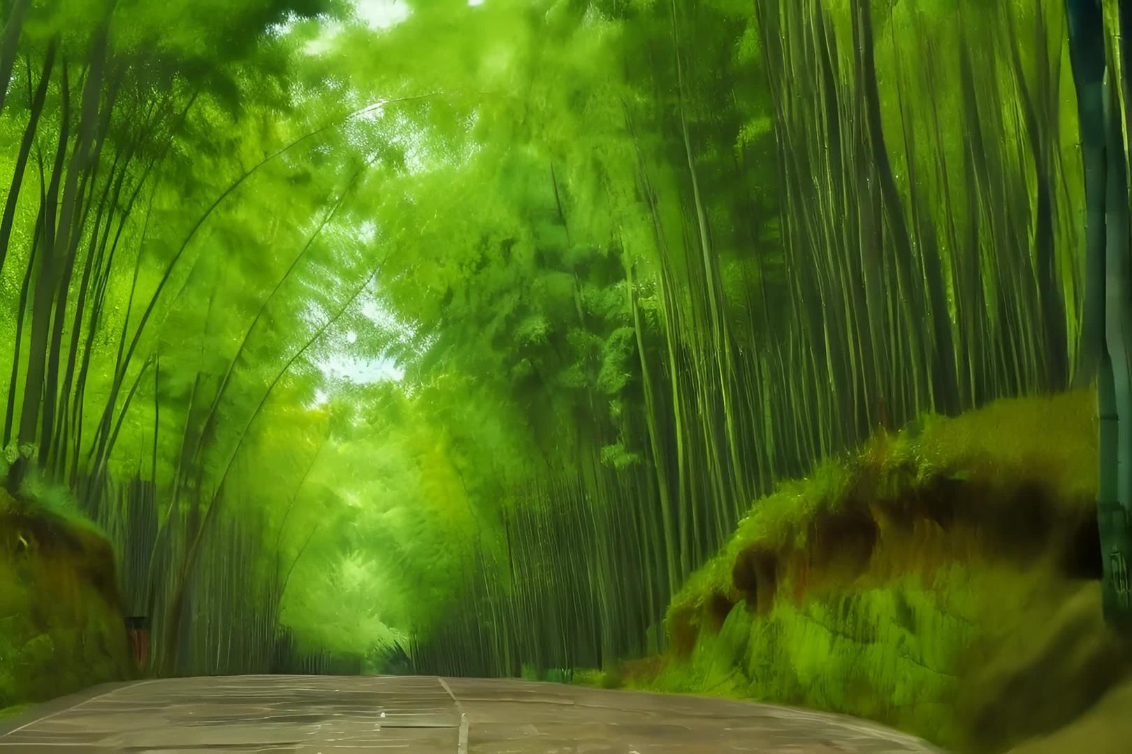 安静的蜀南竹海竹林石板路视频的预览图