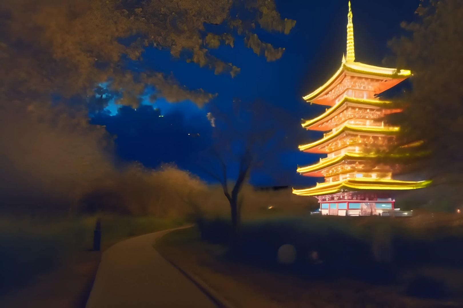 武汉东湖樱园夜樱视频的预览图