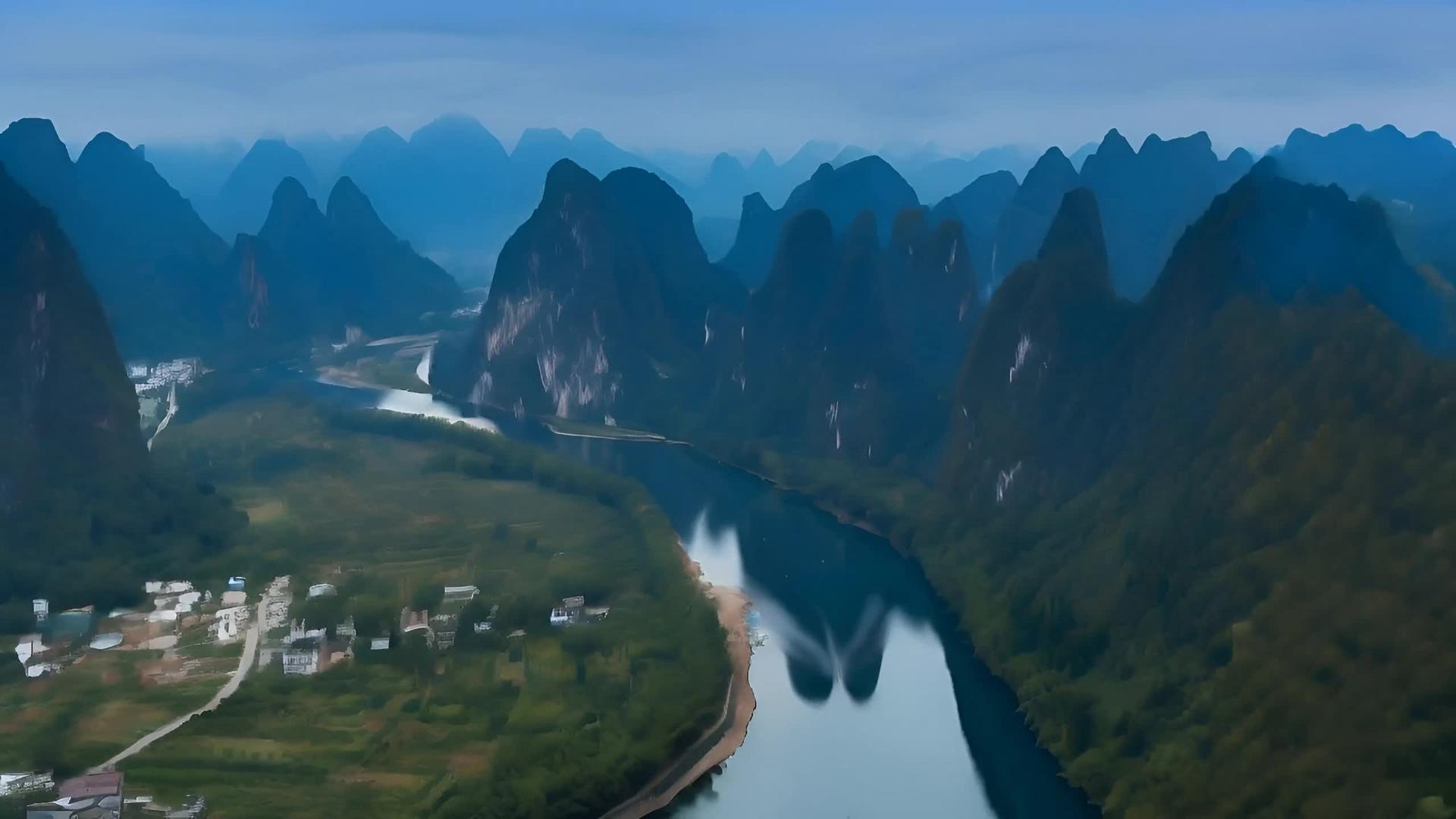 桂林喀斯特地貌航拍图视频的预览图