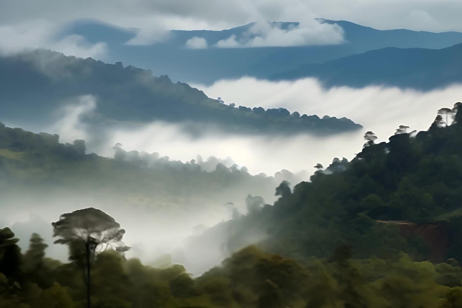 雾蒙蒙的山丘视频的预览图
