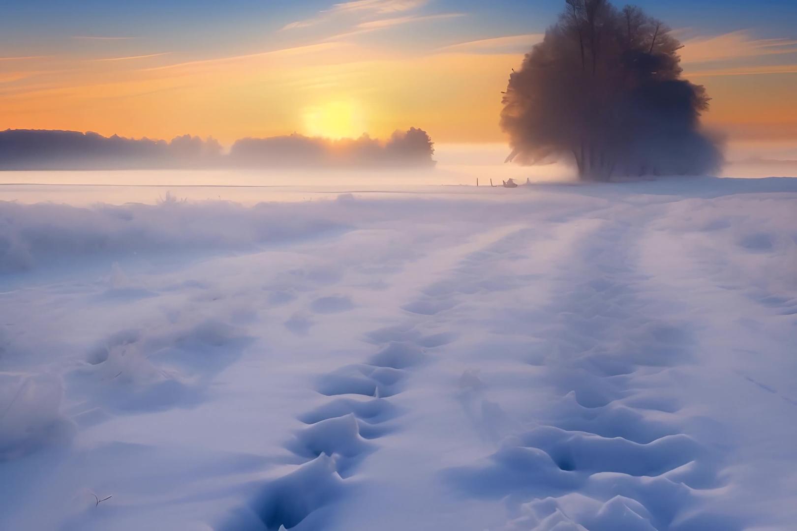 冬天黎明下的雪视频的预览图