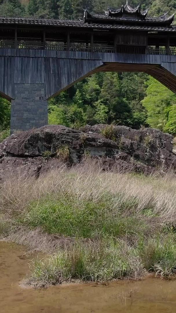 航拍5A景区白水洋历史古建筑双龙桥视频视频的预览图