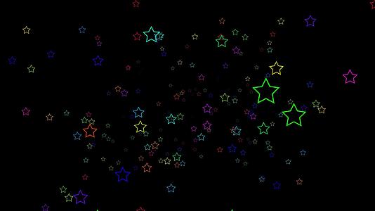 4k彩色卡通五角星冲屏背景视频星星粒子视频的预览图