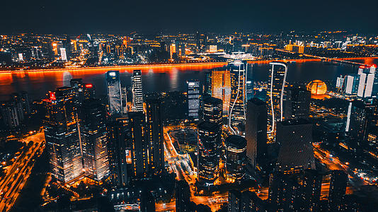 4K航拍延时震撼杭州CBD钱江新城夜景视频的预览图