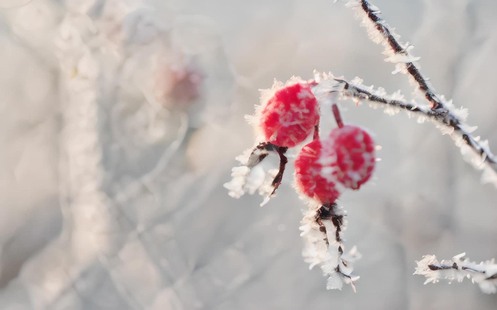 冬季挂冰霜植物视频的预览图