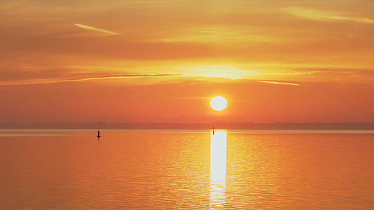 黎明日出平静的海面视频的预览图