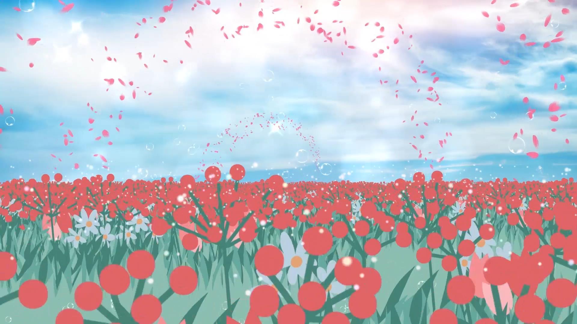 唯美花海动态粒子花瓣散发背景视频素材视频的预览图