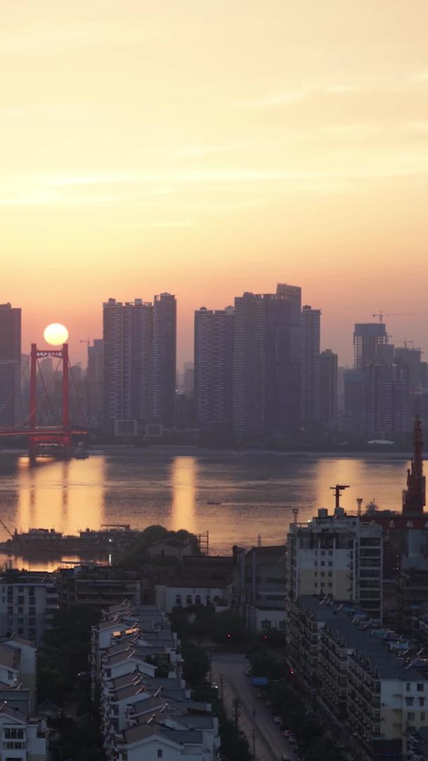 长江大桥武汉地标鹦鹉日落车流延时摄影视频的预览图