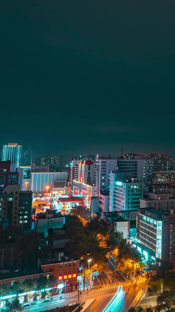 延迟河南郑州老城区夜景材料视频的预览图