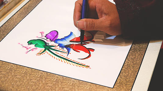 传统龙凤花鸟字画艺术视频的预览图