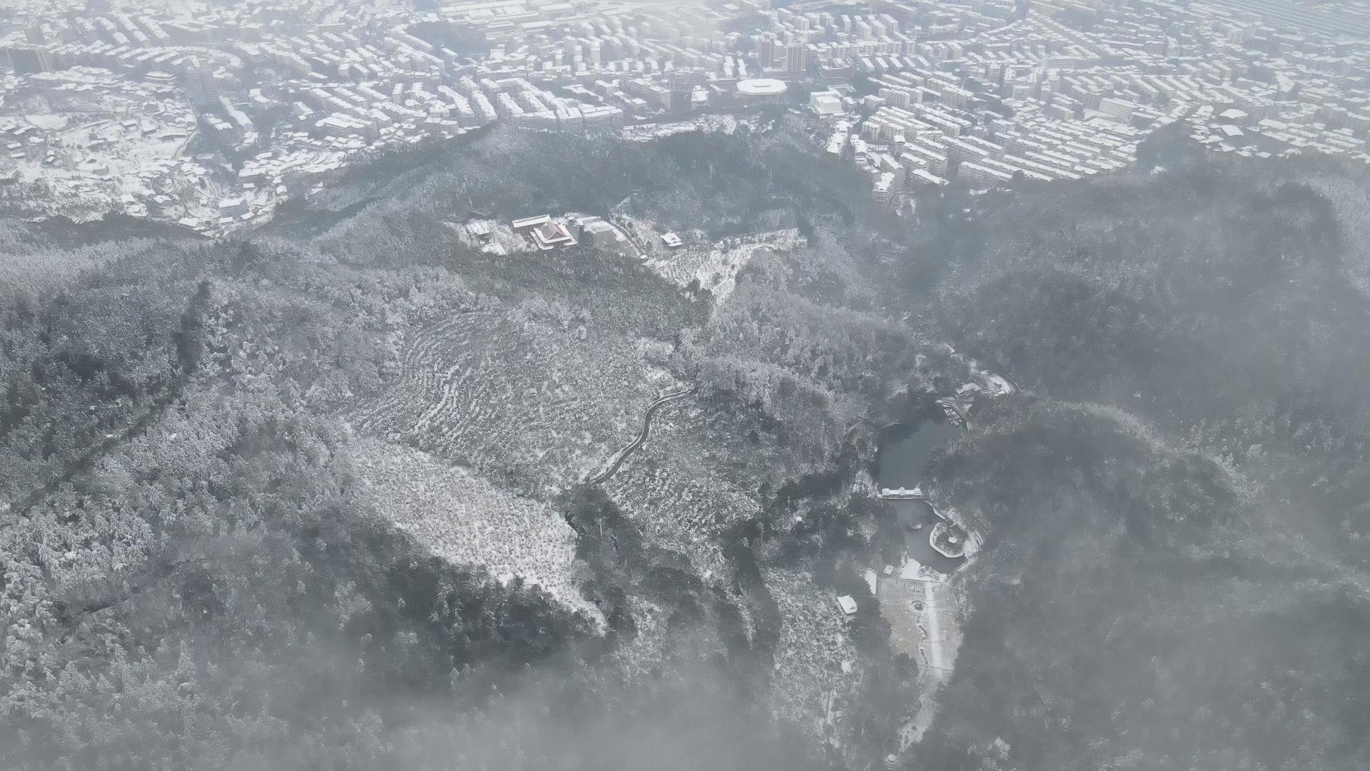 4K航拍冬天迷雾雪景视频的预览图