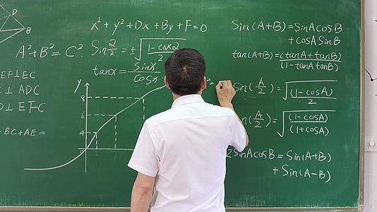 男老师黑板板书写题目背影视频的预览图