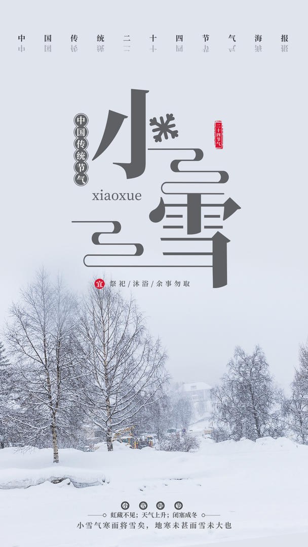 简约传统二十四小雪时节节气视频海报视频的预览图