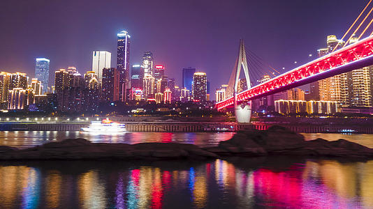 4K航拍延时重庆渝中CBD城市建筑长江夜景视频的预览图