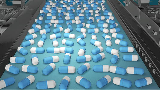 美丽的药丸生产工艺医药工业输送线的药片厂设备视频的预览图