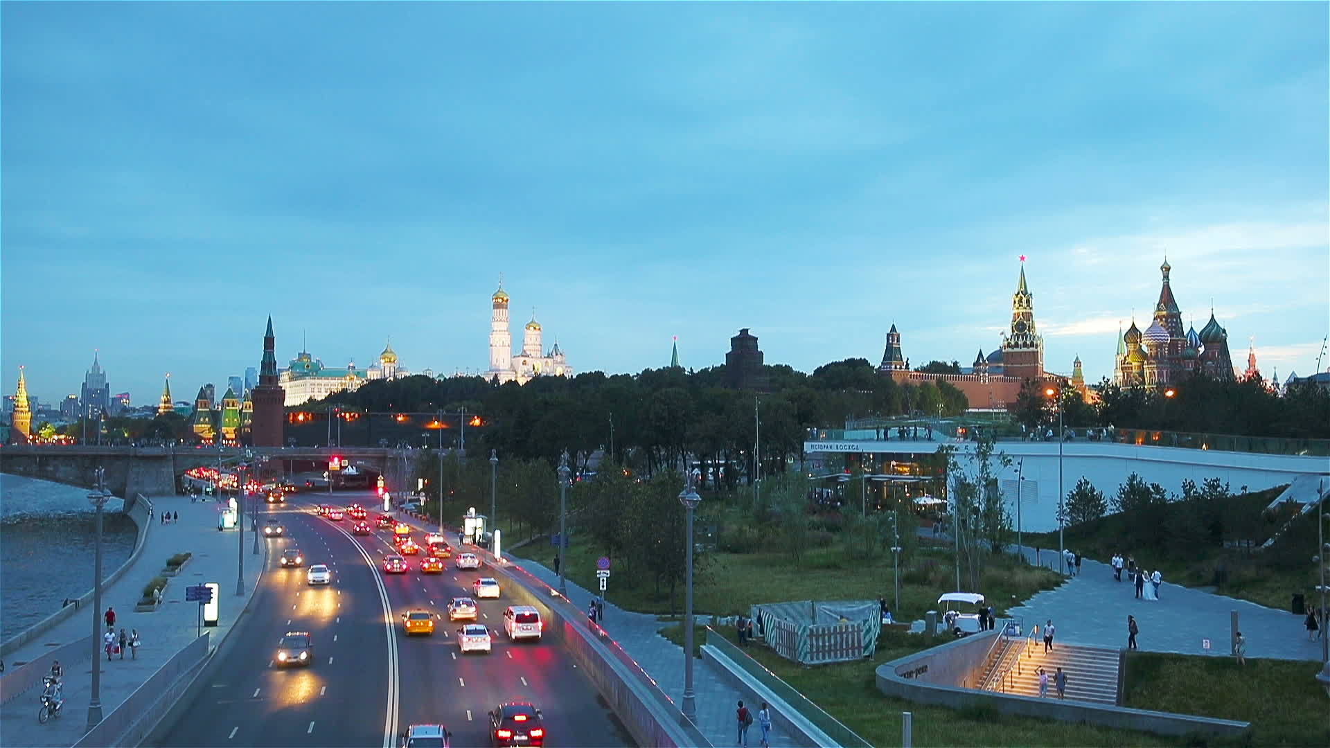 莫斯科地标在德耶公园的日落时刻视频的预览图