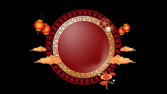 4K红色喜庆中国风边框动画元素视频的预览图