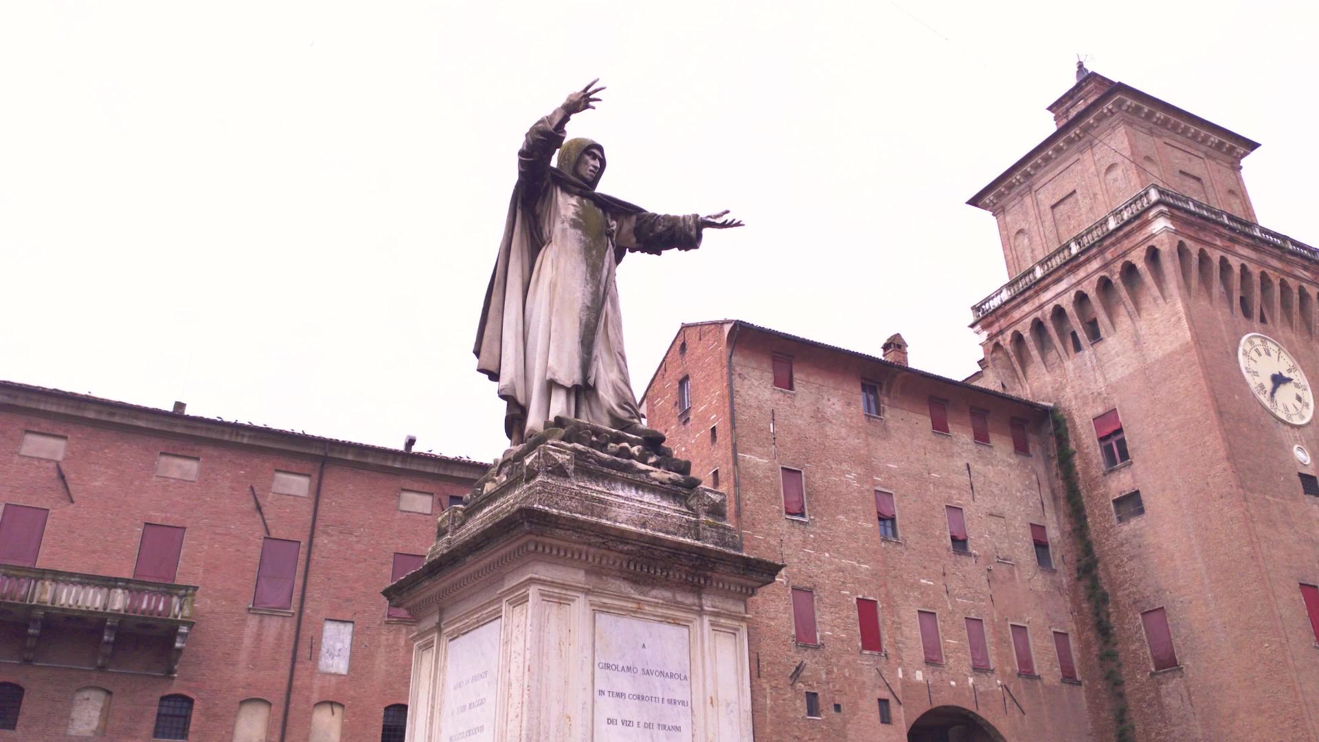 在意大利的ferrarasavonalola雕像视频的预览图