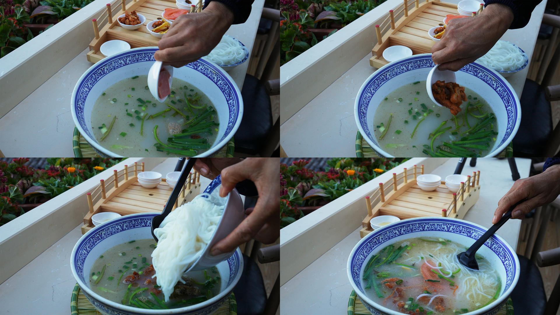 云南旅游丽江美食特色中式小吃过桥米线制作过程4k素材视频的预览图