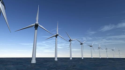 近海的蓝天风涡轮机视频的预览图