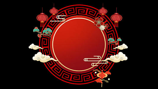 4K中国红喜庆红色边框动画元素视频的预览图